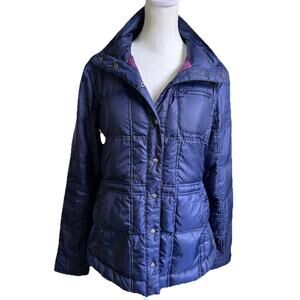 Athleta Goose Down Puffer Jacket Womens S Blue Quilted Lightweight Packable
